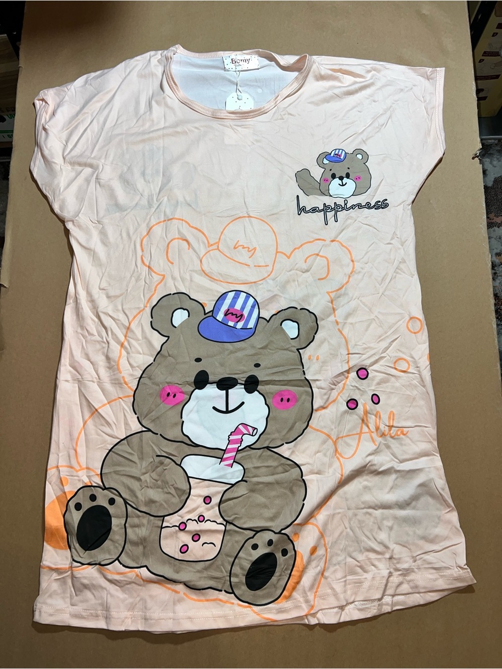 Brandy Melville Light Pink Bear Graphic Tee - Kids